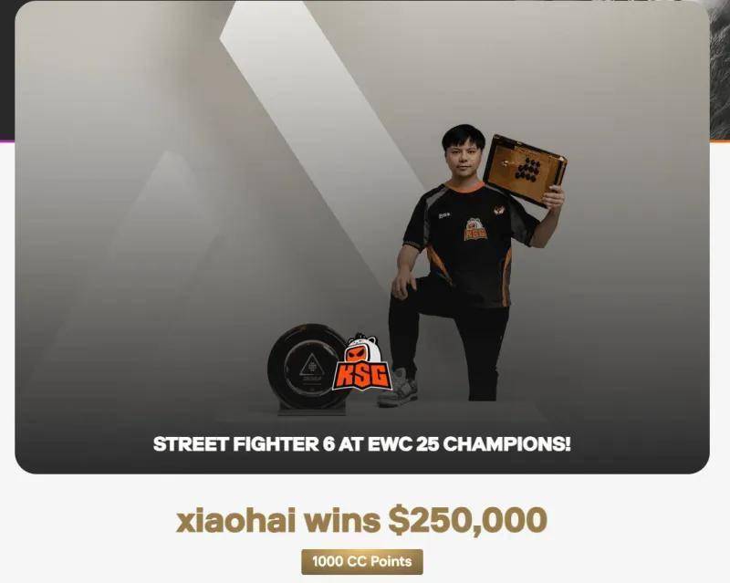 电竞世界(jiè)杯街霸6：Xiaohai逆转夺冠，KSG战队获70万美元