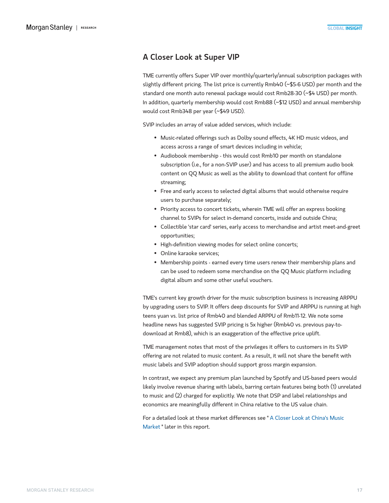 2025年中國(guó)流媒(méi)体音(yīn)乐市场的高端化机遇报告（英文版）-Morgan Stanley
